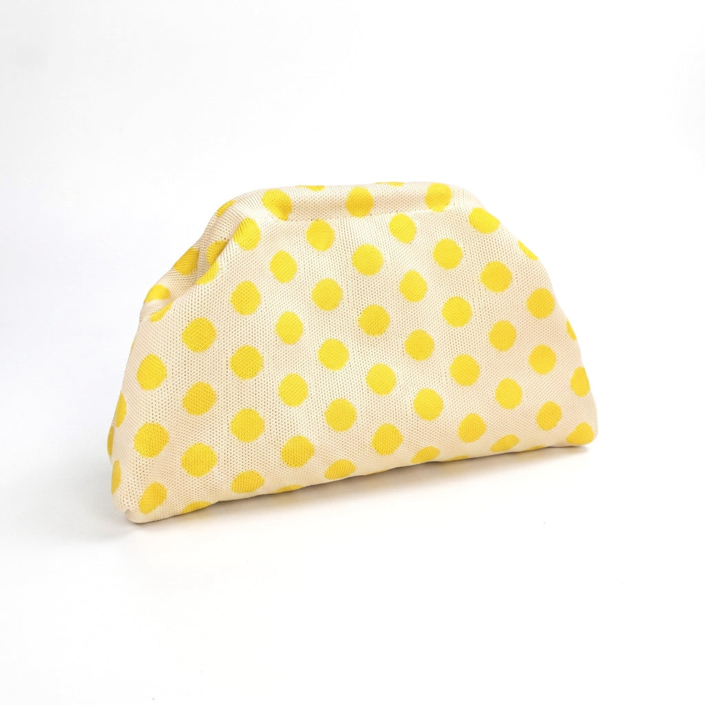 Lemon Polka Dot Cloud Clutch — studio