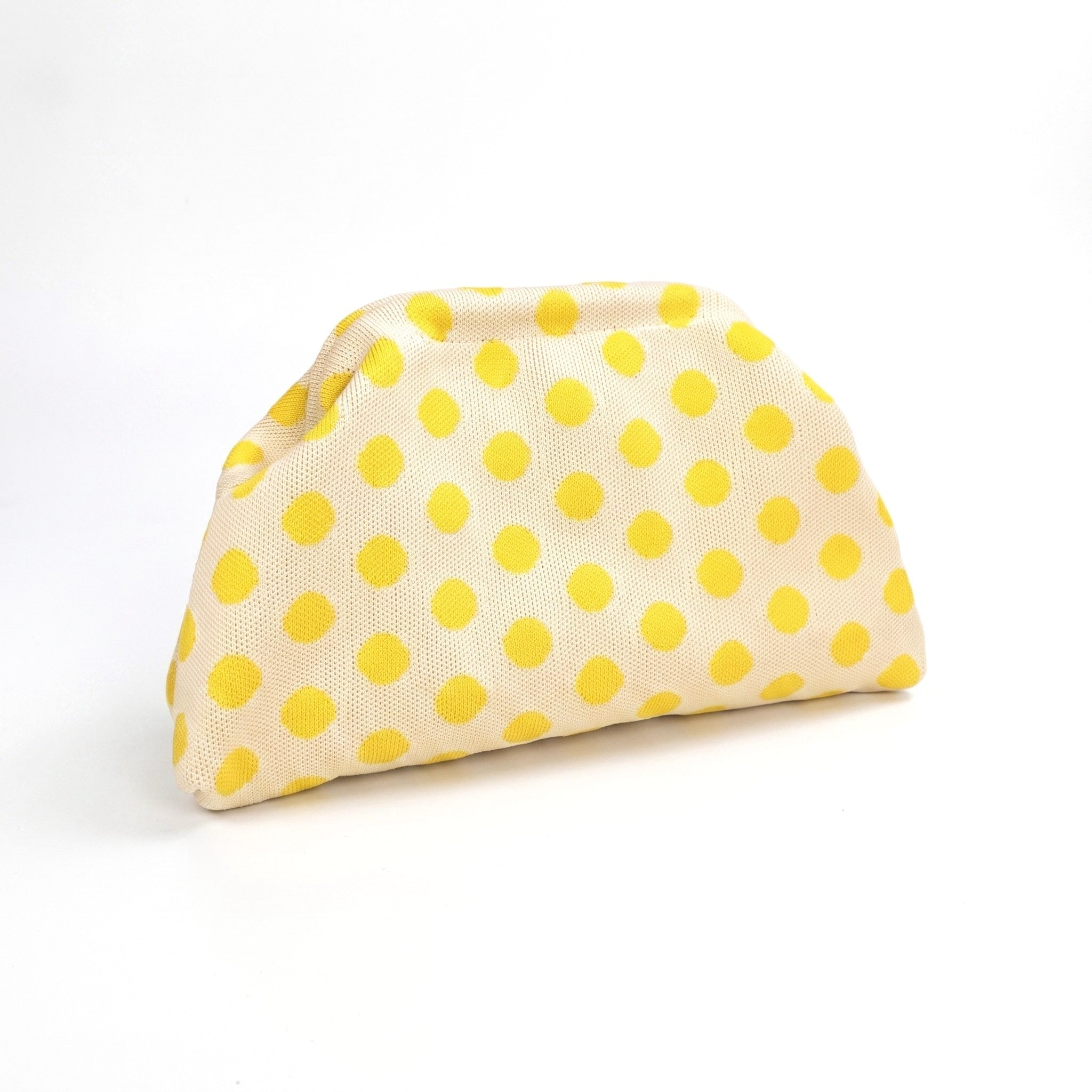 Lemon Polka Dot Cloud Clutch — studio