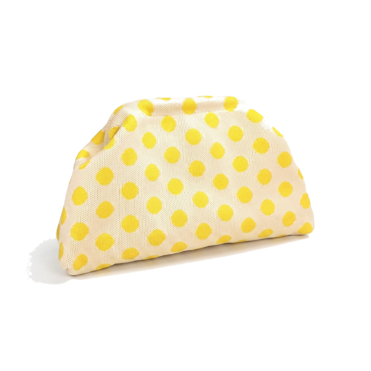 Lemon polka dot Cloud Pouch on a white background