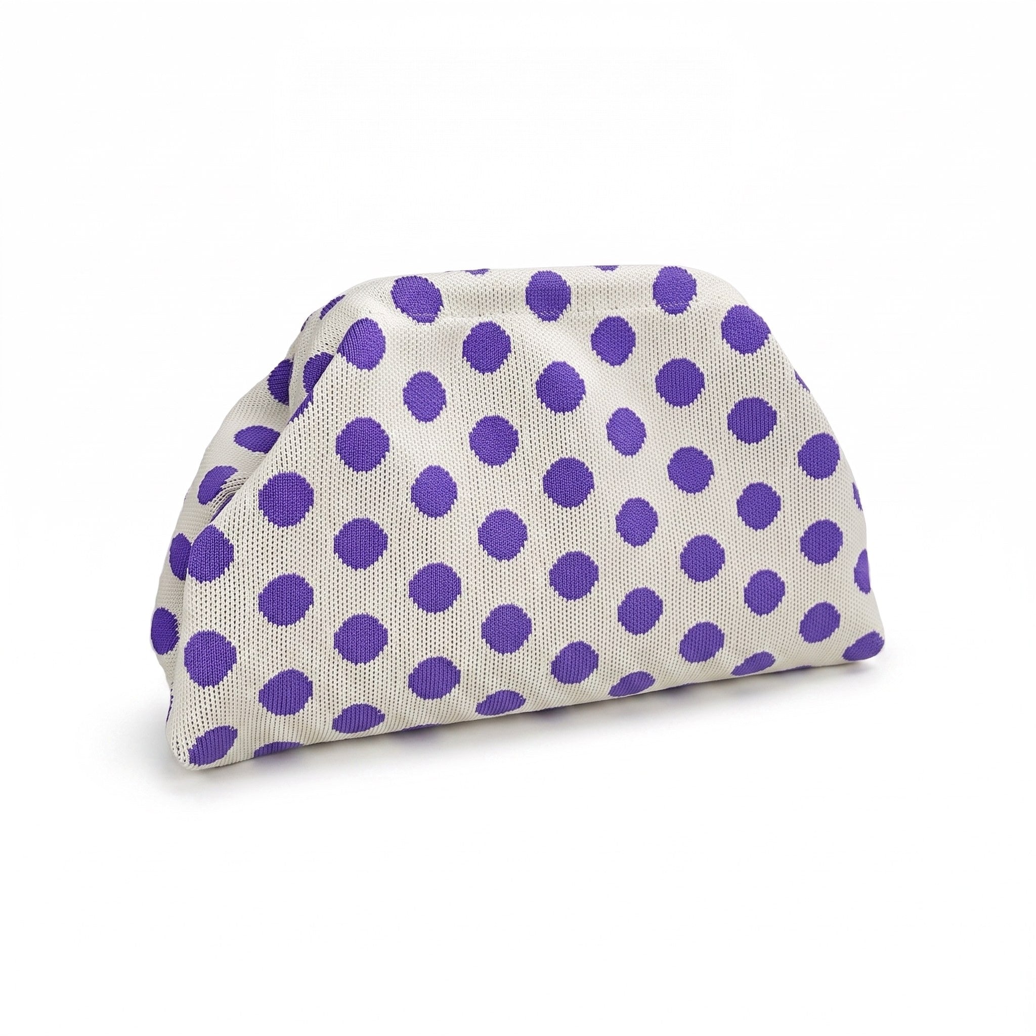 Lilac Polka Dot Cloud Clutch — studio