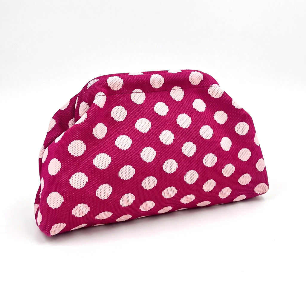 Magenta Polka Dot Cloud Clutch — studio