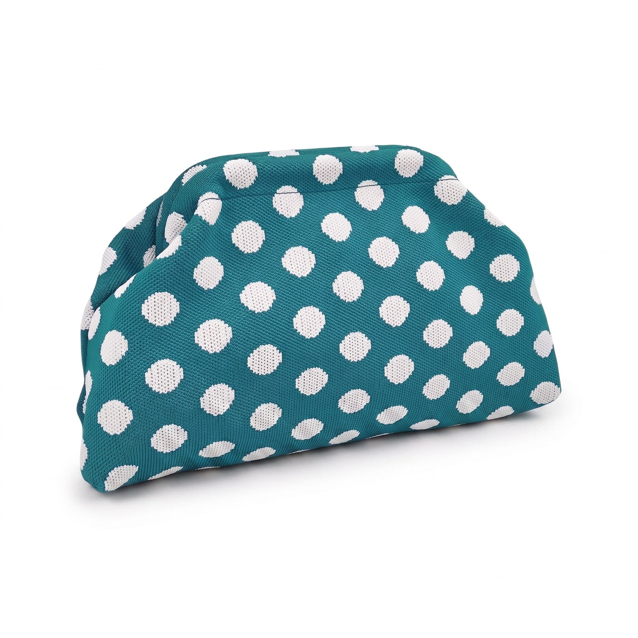 Teal Polka Dot Cloud Clutch — studio