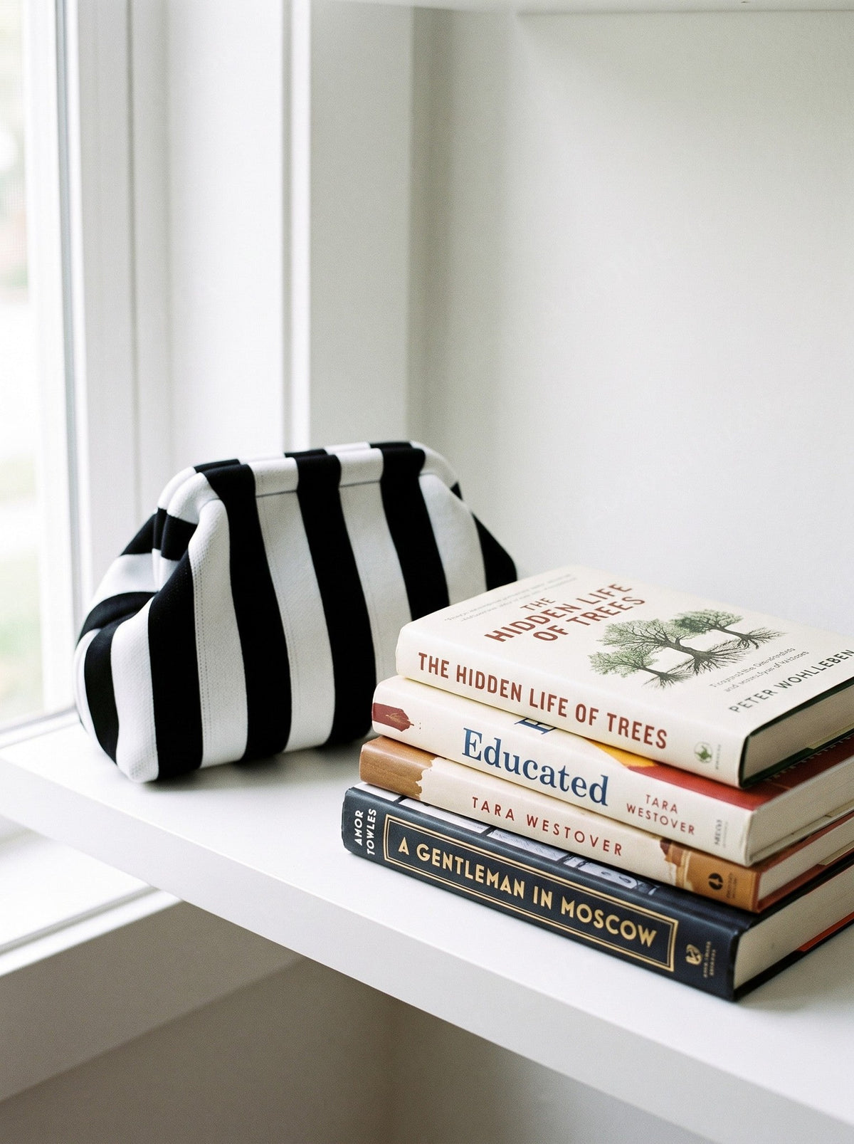 Monochrome Stripe Cloud Pouch — lifestyle