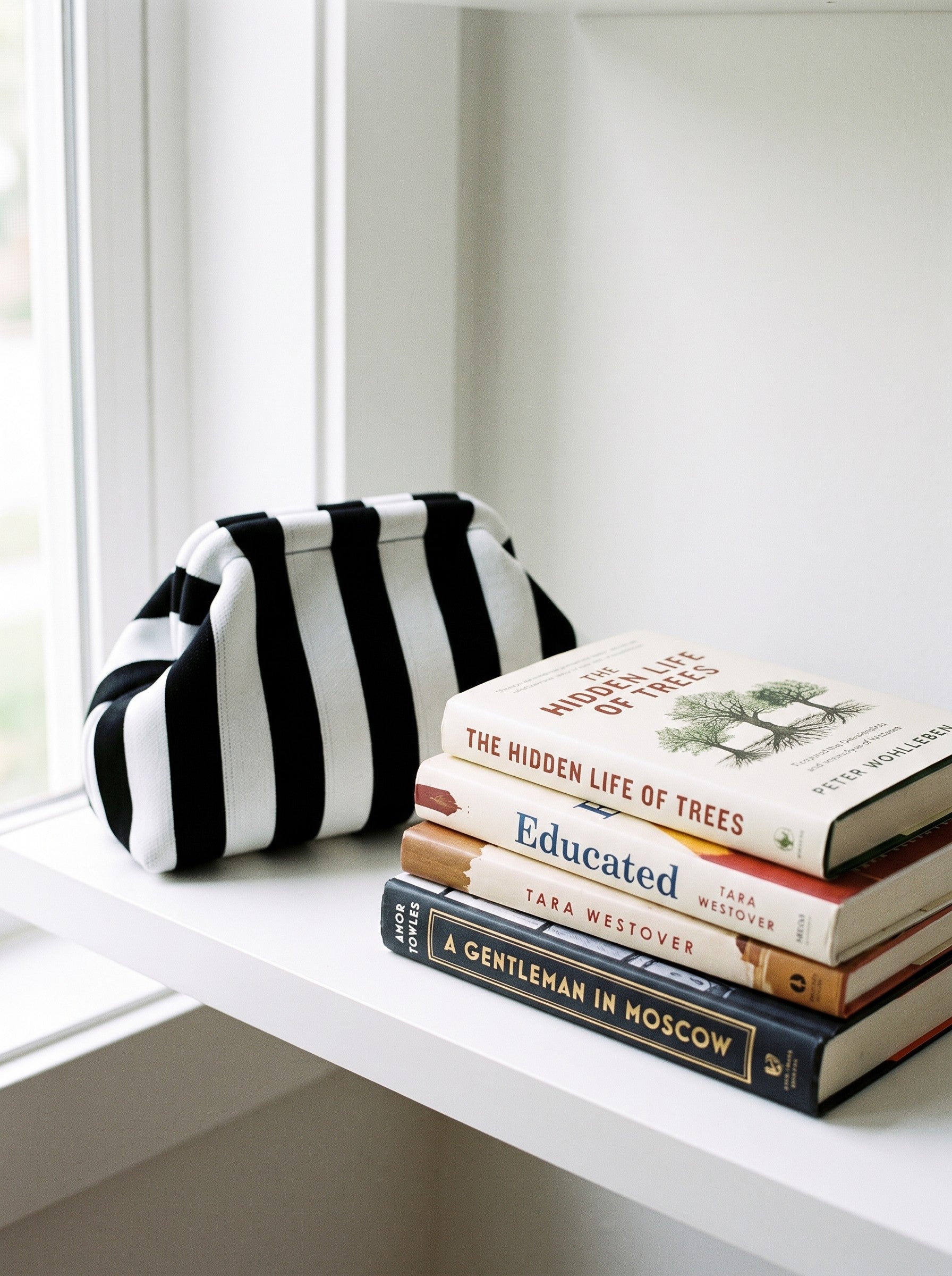 Monochrome Stripe Cloud Pouch — lifestyle