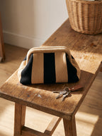 Sand & Black Stripe Cloud Pouch — lifestyle