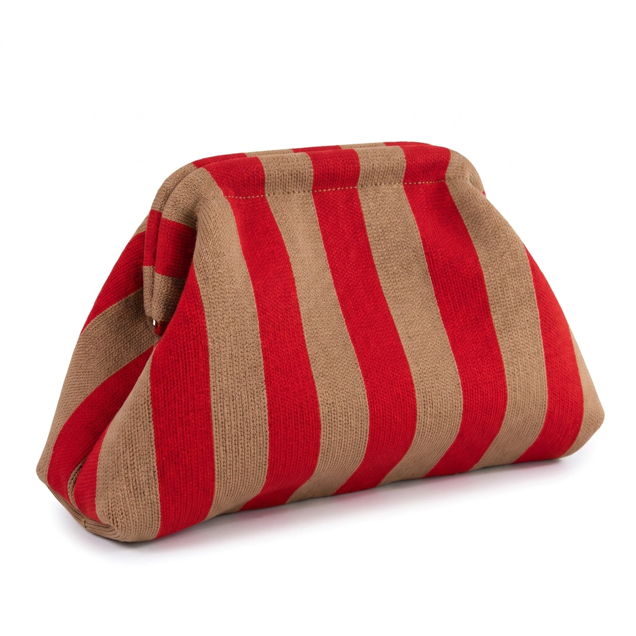Red & Tan Stripe Cloud Clutch — studio