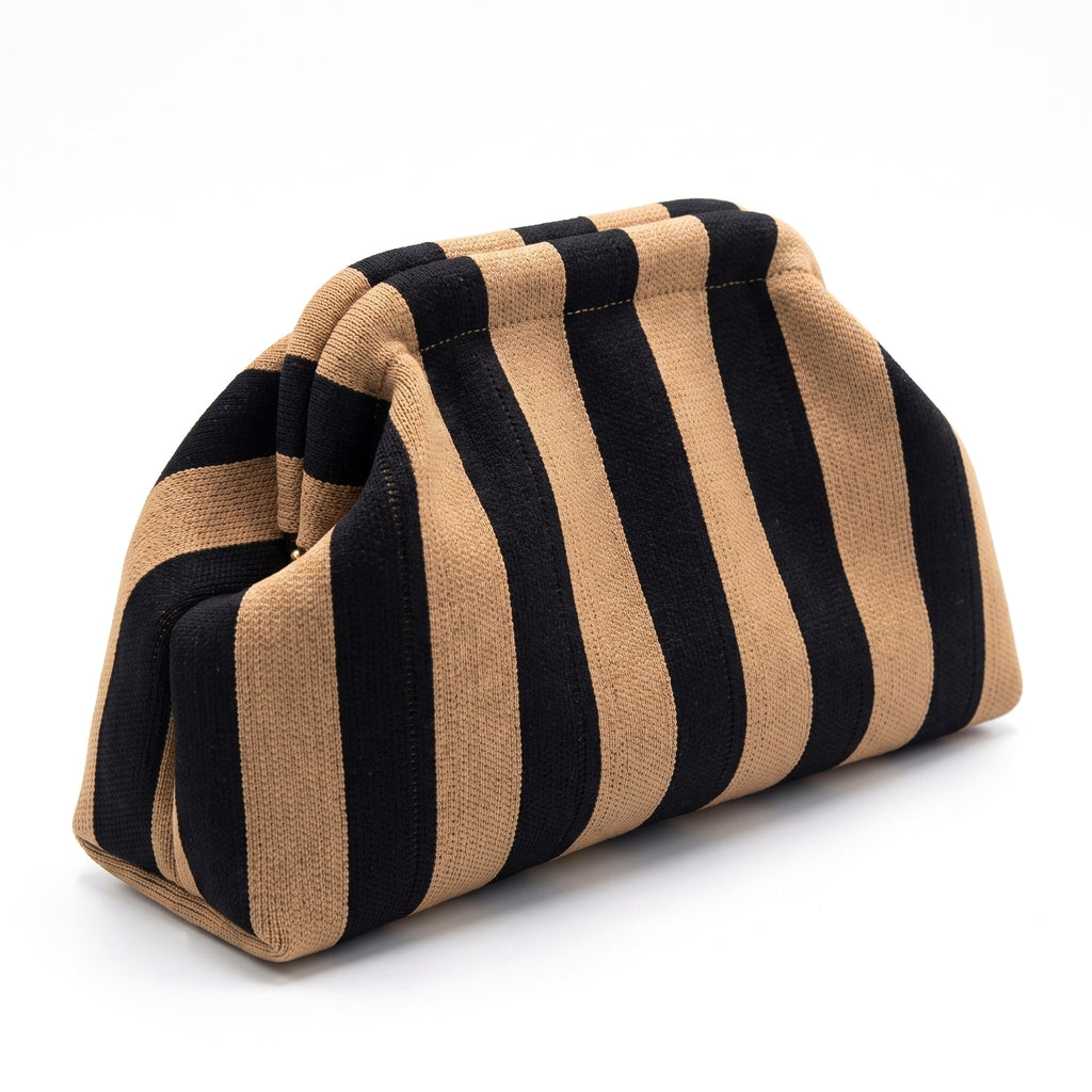 Camel & Black Stripe Cloud Clutch — studio