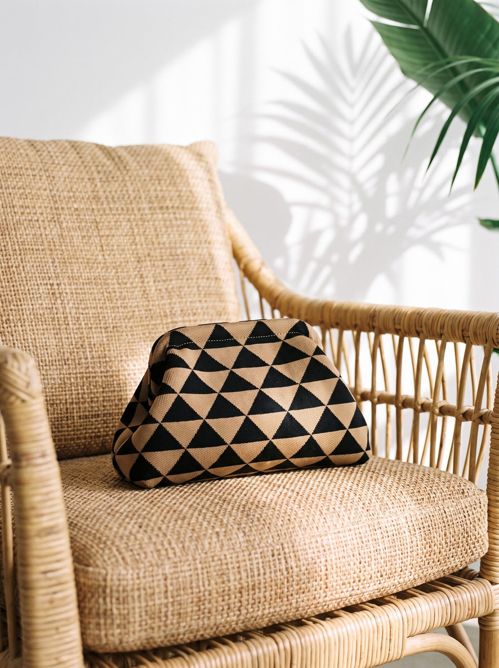 Camel & Black Triangle Cloud Pouch — lifestyle