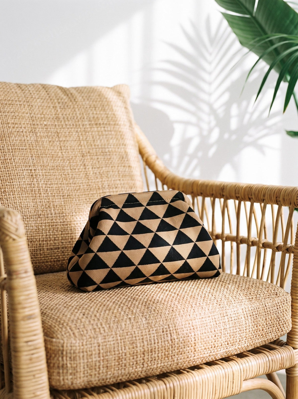 Camel & Black Triangle Cloud Pouch — lifestyle