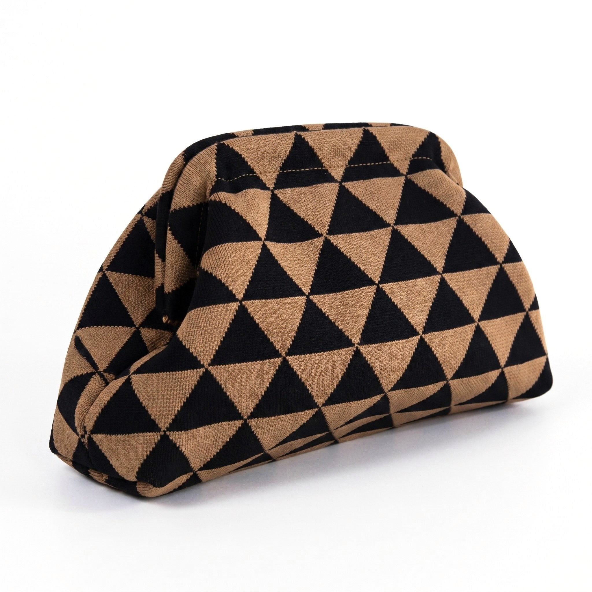 Camel & Black Triangle Cloud Clutch — studio