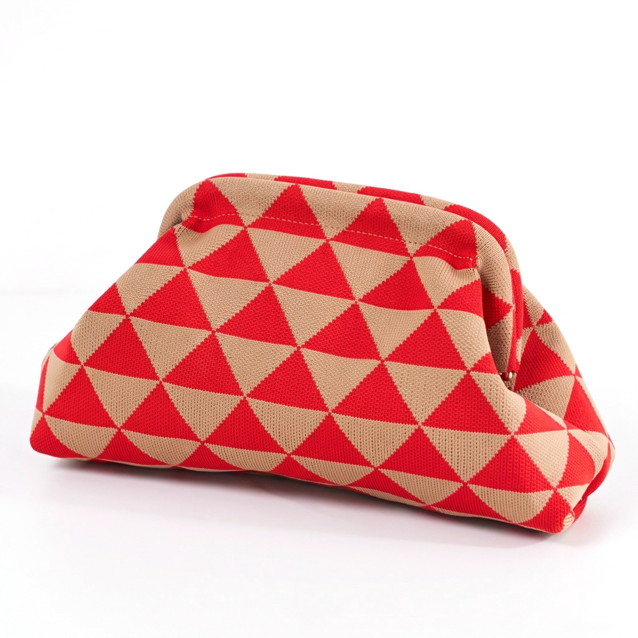 Red & Tan Triangle Cloud Clutch — studio