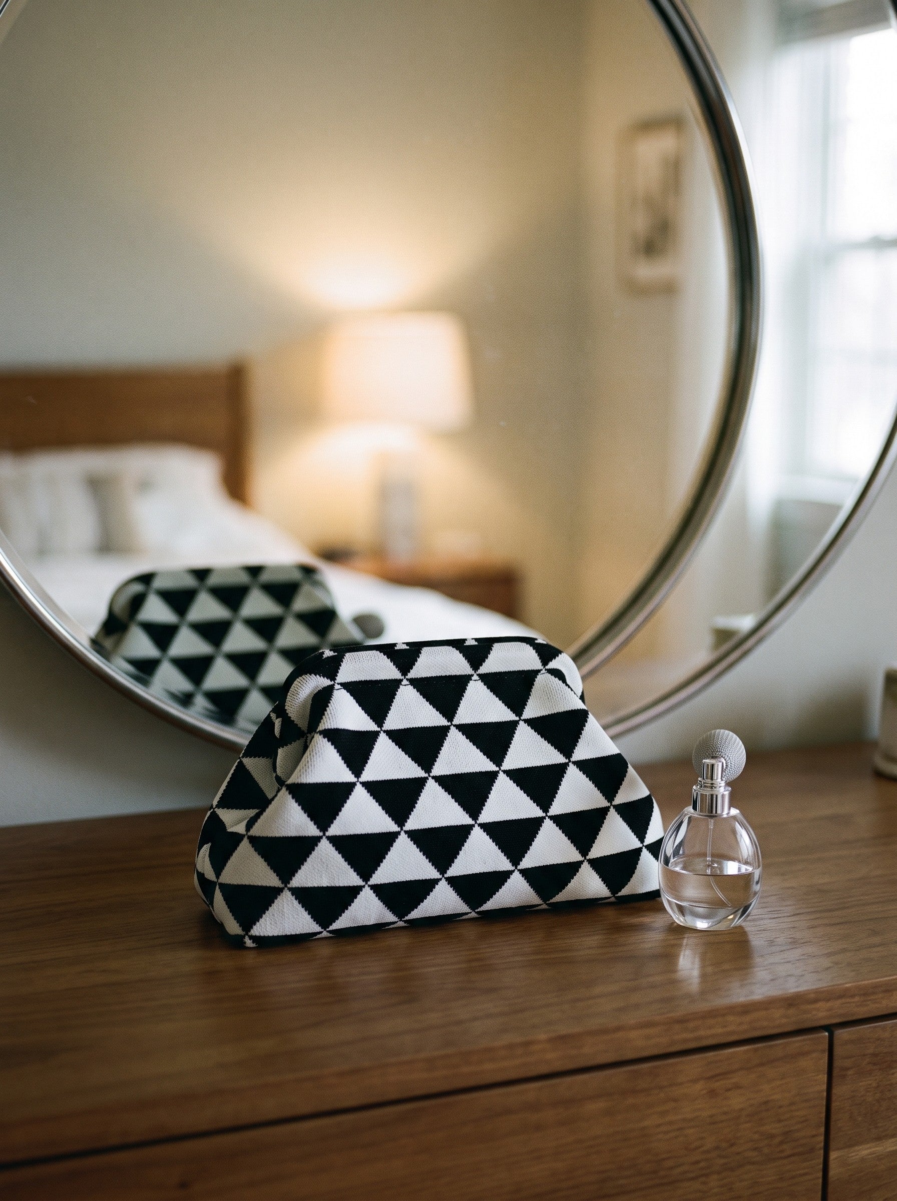 Monochrome Triangle Cloud Pouch — lifestyle