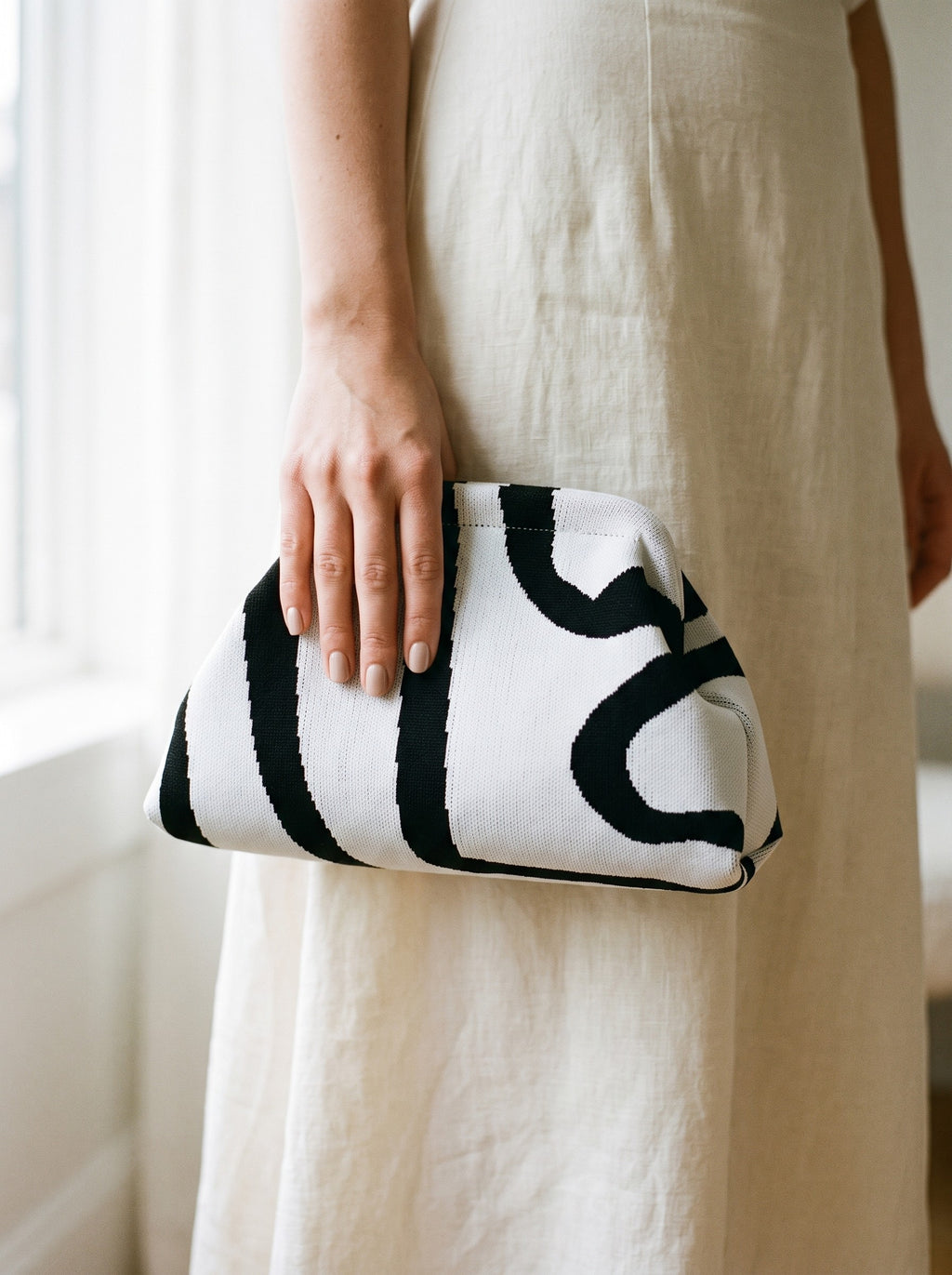 White Abstract Cloud Pouch — lifestyle