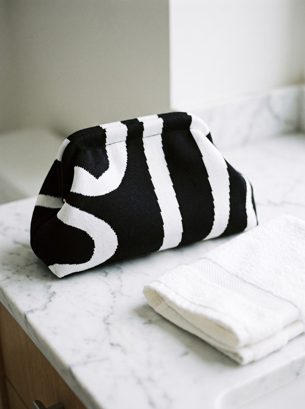 Black Abstract Cloud Pouch — lifestyle
