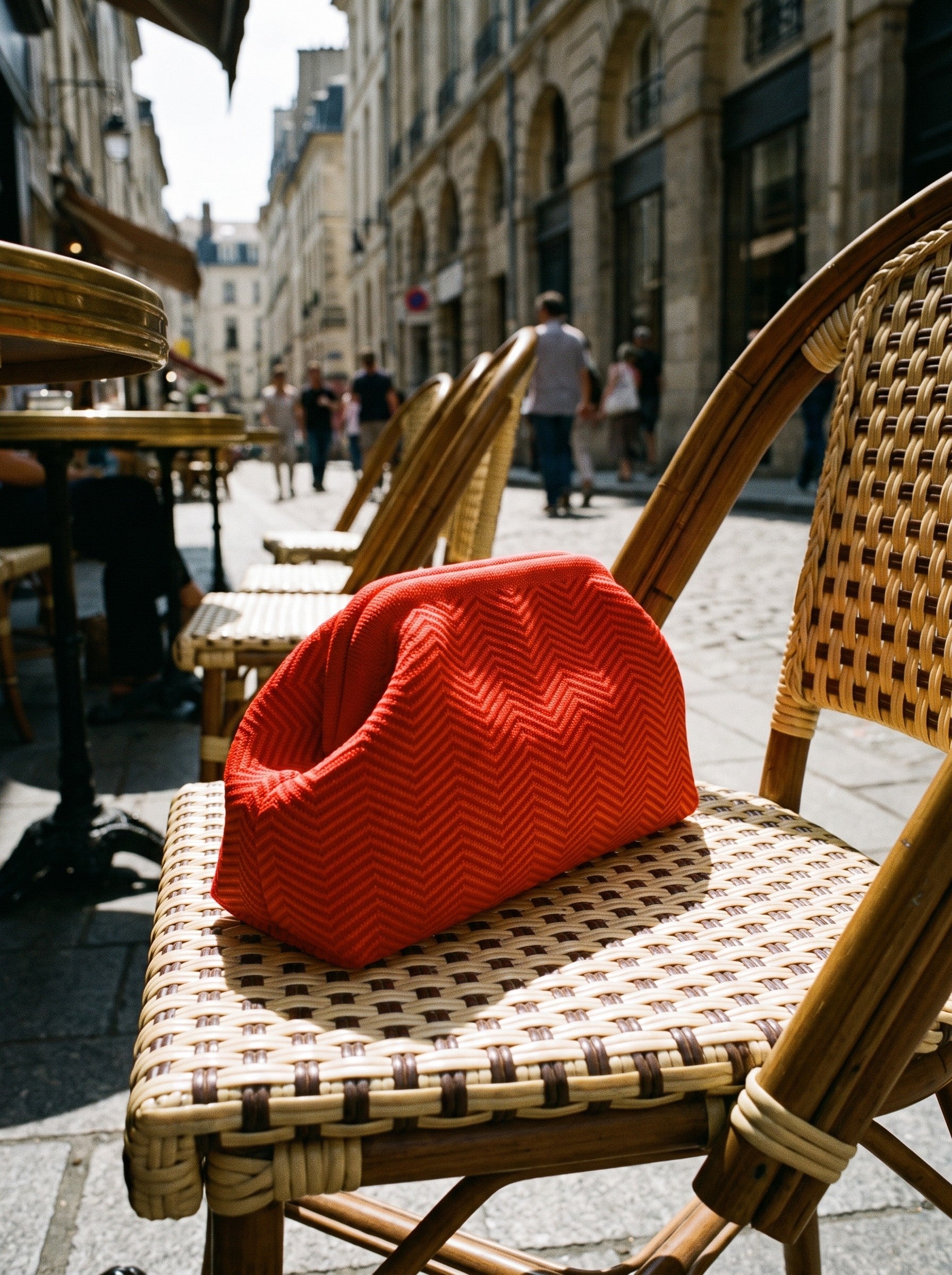 Poppy Chevron Cloud Pouch — lifestyle