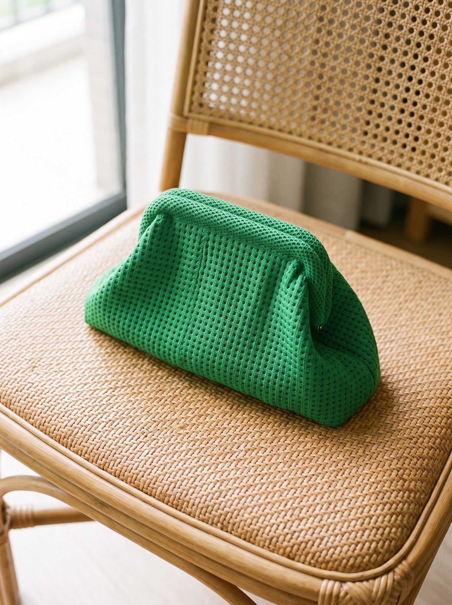 Kelly Green Waffle Cloud Pouch — lifestyle