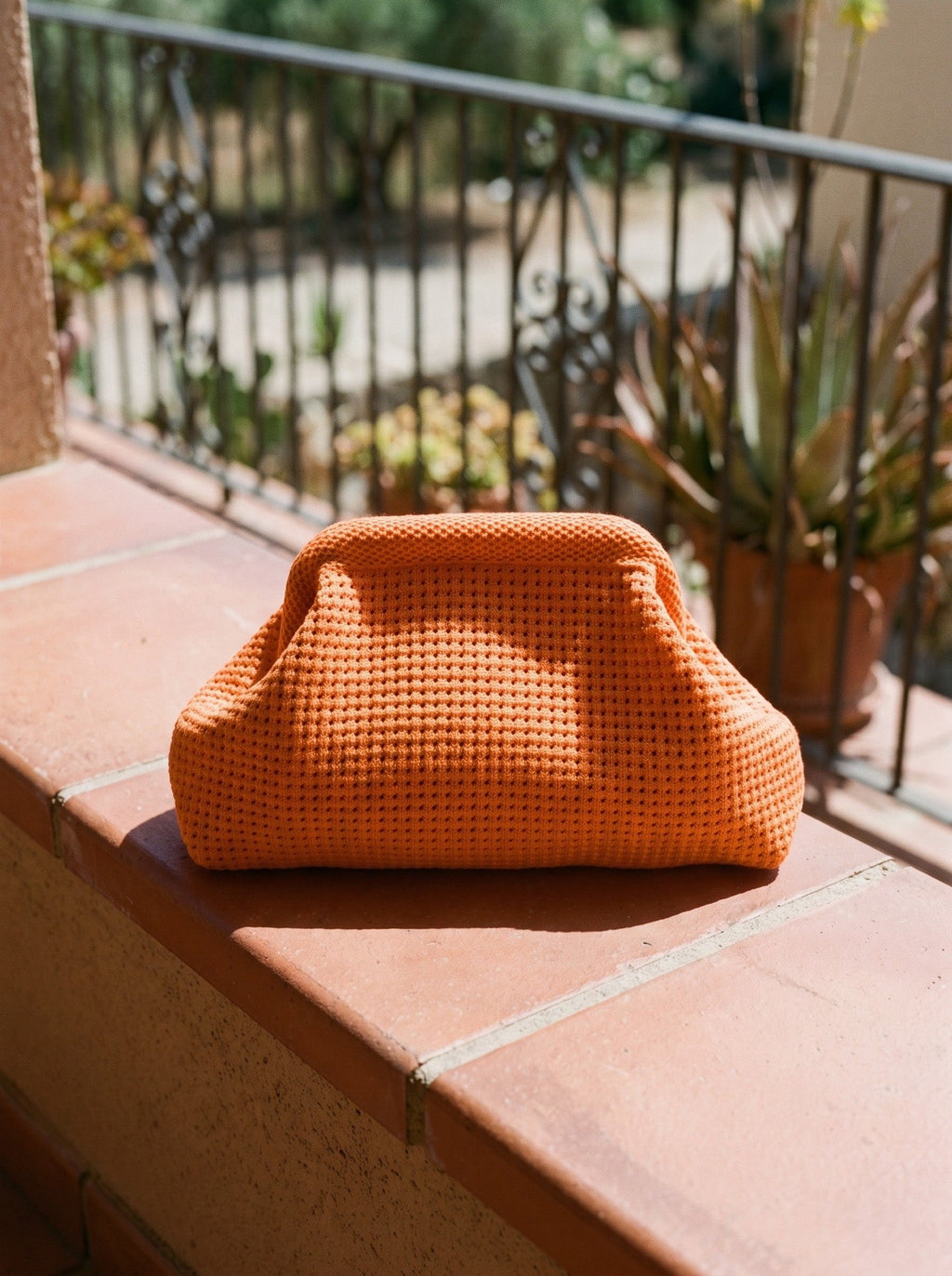 Tangerine Waffle Cloud Pouch — lifestyle