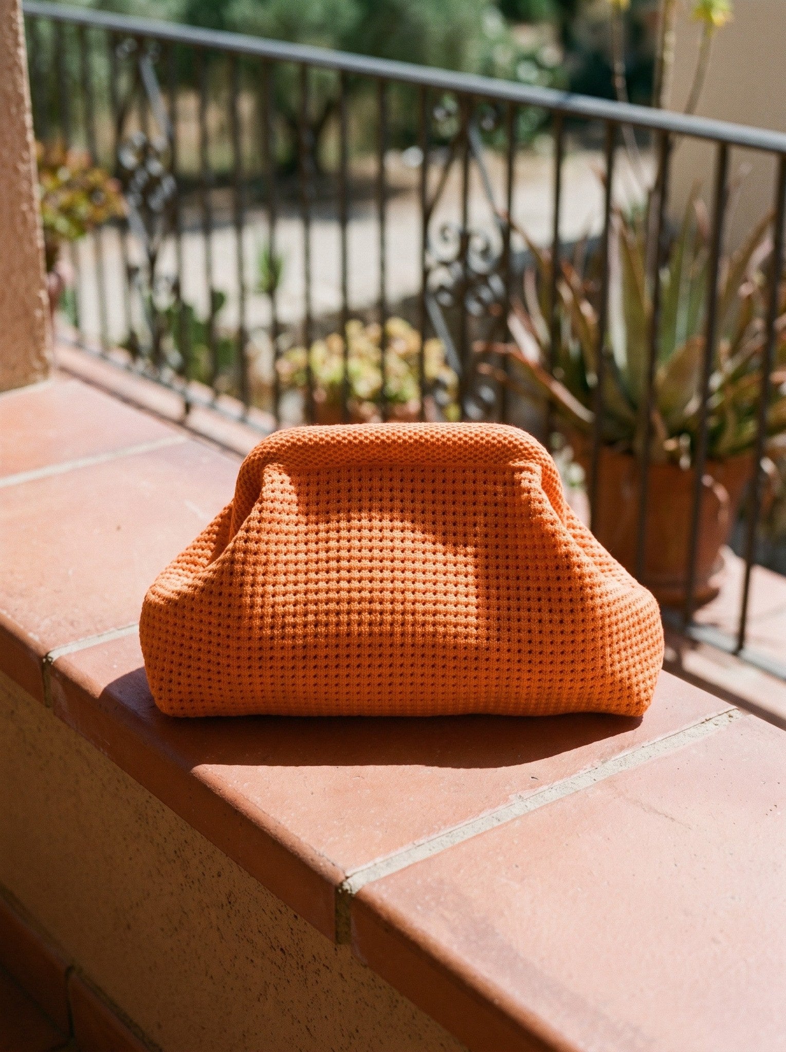 Tangerine Waffle Cloud Pouch — lifestyle