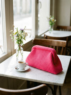 Hot Pink Waffle Cloud Pouch — lifestyle