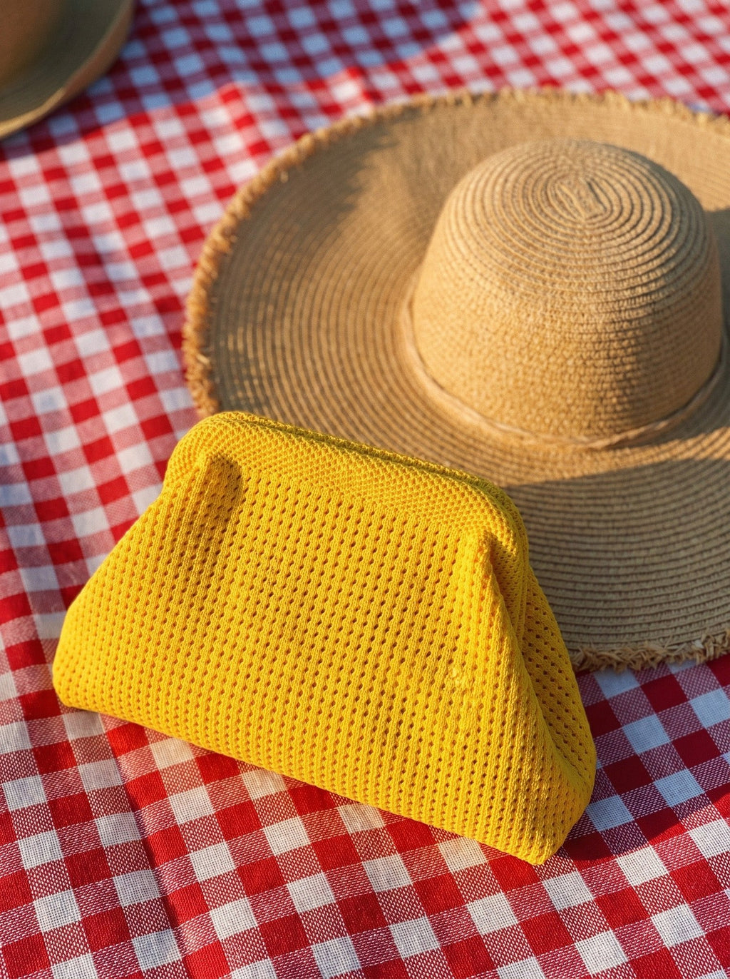 Butter Yellow Waffle Cloud Pouch — lifestyle