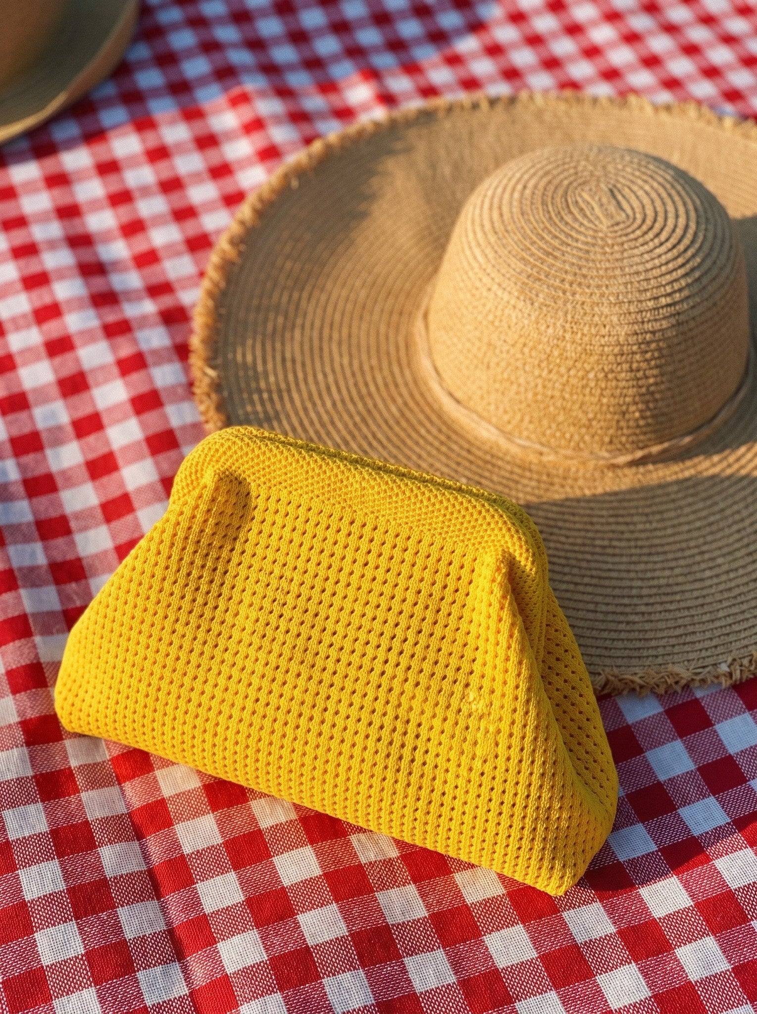 Butter Yellow Waffle Cloud Pouch — lifestyle